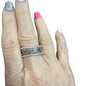 Avon Sterling Silver Three Band Twist Ring set size 10 NIB vintage 2005